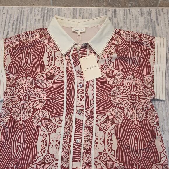 Entro Abstracte Ethnice Ruffle Hem Mini Dress Women’s Sz Large New - Picture 6 of 8